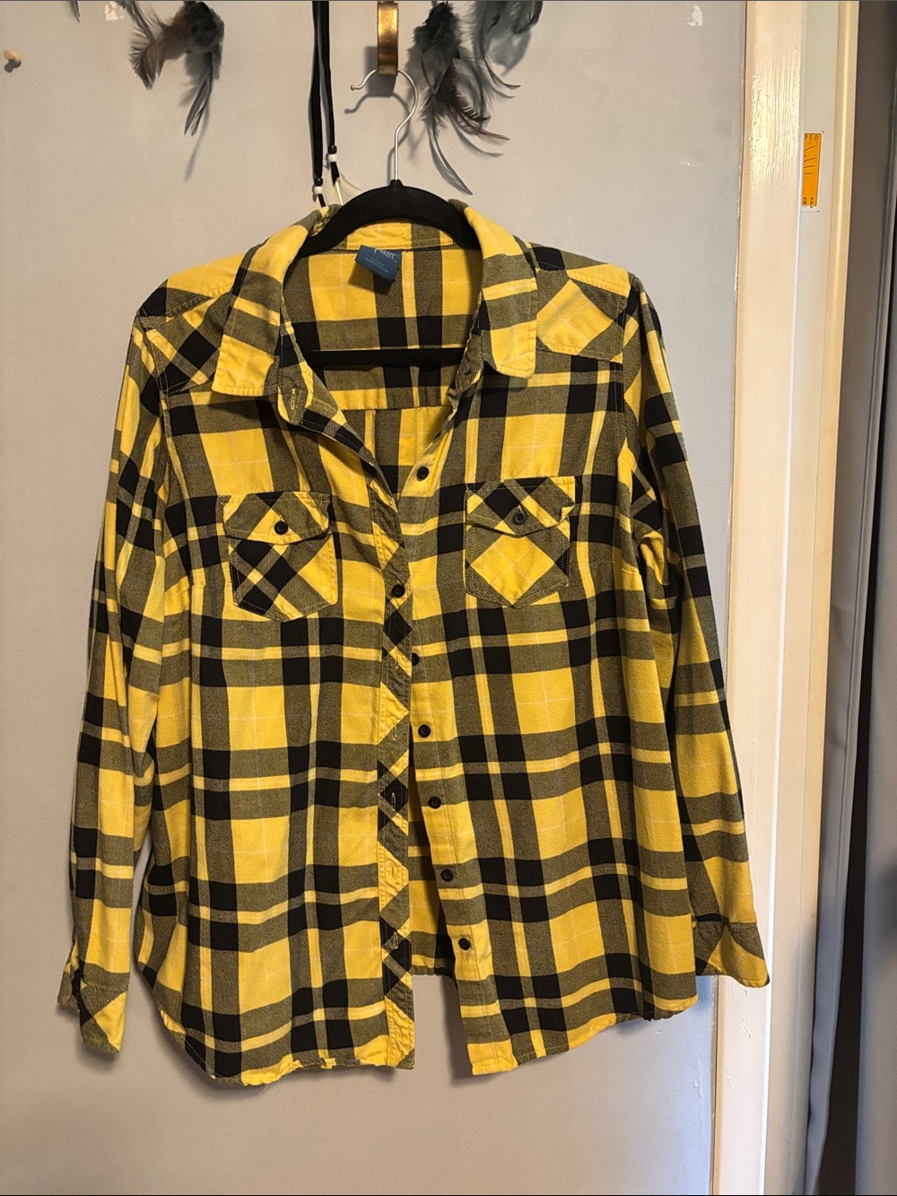 Torrid Harry Potter Yellow and Black Plaid Button-Down Hufflepuff Shirt